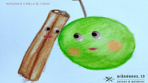 Dibujo de canela y manzana
