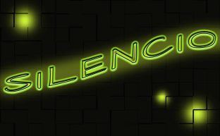 Letras en verde neón que dicen silencio