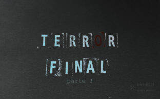 letras con sello sobre fondo negro que dicen terror final parte 3